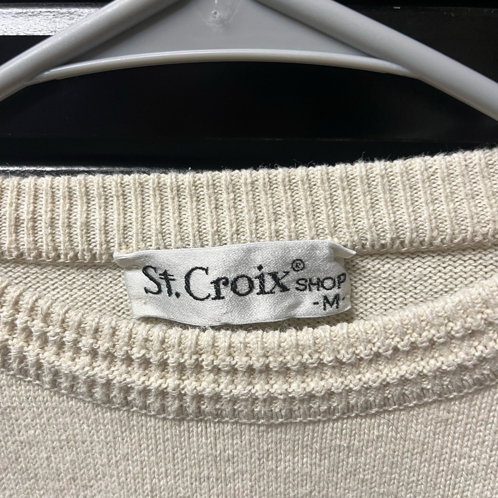 Men's Cream Sweater with Black and Gray Accents - Picture 3 of 3